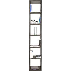 Regal Pombal, 6 Ordnerhöhen, erweiterbar, B 400 x T 340 x H 2240 mm, Spanplatte, Betonfarben