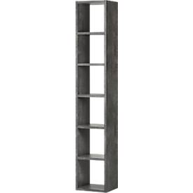 Regal Pombal, 6 Ordnerhöhen, erweiterbar, B 400 x T 340 x H 2240 mm, Spanplatte, Betonfarben
