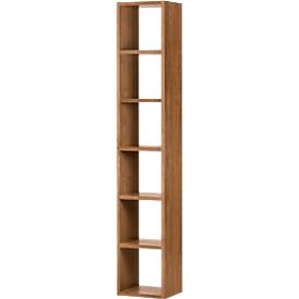 Regal Pombal, 6 Ordnerhöhen, erweiterbar, B 400 x T 340 x H 2240 mm, Spanplatte, Nussbaum