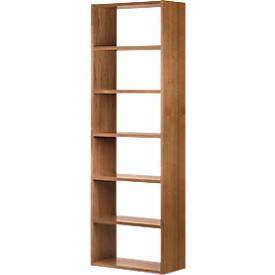 Regal Pombal, 6 Ordnerhöhen, erweiterbar, Spanplatte, B 740 x T 340 x H 2240 mm, Nussbaum
