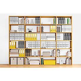 Regal Pombal, 6 Ordnerhöhen, erweiterbar, Spanplatte, B 740 x T 340 x H 2240 mm, Wildeiche