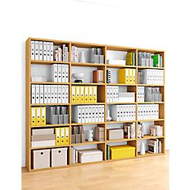 Regal Pombal, 6 Ordnerhöhen, erweiterbar, Spanplatte, B 740 x T 340 x H 2240 mm, Wildeiche