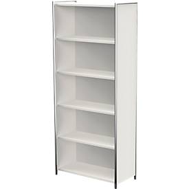 Regal Toledo, mit Sichtrückwand, B 800 x T 380 x H 1850 mm, weiß, 5 OH