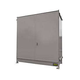 Regalcontainer BAUER CEN 29-2 IBC, Stahl, Doppelflügeltor, B 3175 x T 1480 x H 3445 mm, grau