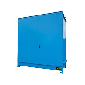 Regalcontainer BAUER CEN 29-2 IBC, Stahl, Doppelflügeltor, B 3175 x T 1500 x H 3465 mm, blau