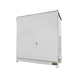 Regalcontainer BAUER CEN 29-2 IBC, Stahl, Doppelflügeltor, B 3175 x T 1500 x H 3465 mm, weiß
