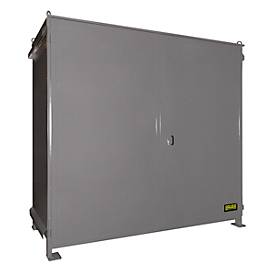 Regalcontainer BAUER CEN 29-2, Stahl, Doppelflügeltor, B 3175 x T 1480 x H 2980 mm, grau