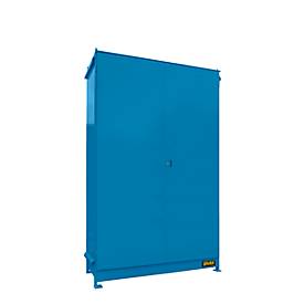 Regalcontainer BAUER CEN 29-3 IBC, Stahl, Doppelflügeltor, B 3275 x T 1500 x H 4965 mm, blau
