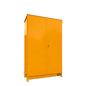 Regalcontainer BAUER CEN 29-3 IBC, Stahl, Doppelflügeltor, B 3275 x T 1500 x H 4965 mm, orange