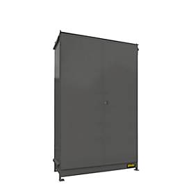 Regalcontainer BAUER CEN 29-3 IBC, Stahl, Doppelflügeltor, B 3565 x T 1585 x H 4950 mm, grau