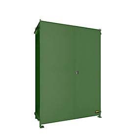 Regalcontainer BAUER CEN 29-3, Stahl, Doppelflügeltor, B 3565 x T 1585 x H 4370 mm, grün