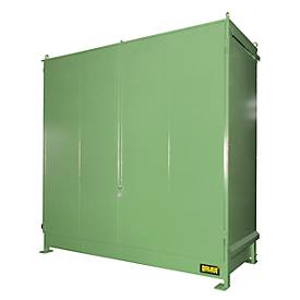 Regalcontainer BAUER CEN 33-2 IBC, Stahl, Doppelflügeltor, B 3510 x T 1480 x H 3445 mm, grün