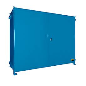 Regalcontainer BAUER CEN 36-2, Stahl, Doppelflügeltor, B 3910 x T 1500 x H 3190 mm, blau