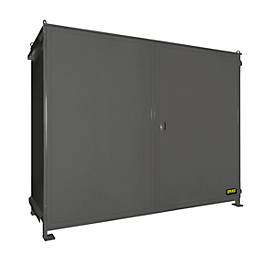 Regalcontainer BAUER CEN 36-2, Stahl, Doppelflügeltor, B 3915 x T 1480 x H 3145 mm, grau