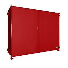 Regalcontainer BAUER CEN 36-2, Stahl, Doppelflügeltor, B 3915 x T 1480 x H 3145 mm, rot