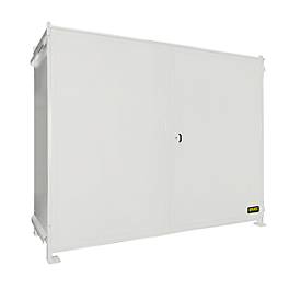 Regalcontainer BAUER CEN 36-2, Stahl, Doppelflügeltor, B 3915 x T 1480 x H 3145 mm, weiß