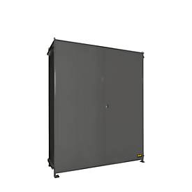 Regalcontainer BAUER CEN 36-3, Stahl, Doppelflügeltor, B 4195 x T 1585 x H 4535 mm, grau