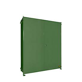 Regalcontainer BAUER CEN 36-3, Stahl, Doppelflügeltor, B 4195 x T 1585 x H 4535 mm, grün