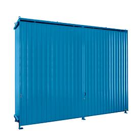 Regalcontainer BAUER CEN 59-3, Stahl, Schiebetor, B 6540 x T 1600 x H 4415 mm, blau