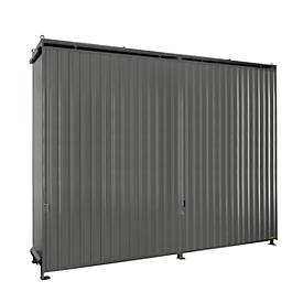 Regalcontainer BAUER CEN 59-3, Stahl, Schiebetor, B 6540 x T 1600 x H 4415 mm, grau
