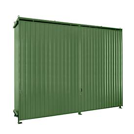 Regalcontainer BAUER CEN 59-3, Stahl, Schiebetor, B 6540 x T 1600 x H 4415 mm, grün