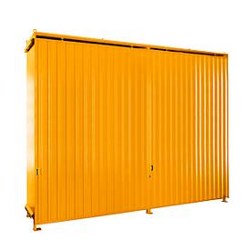 Regalcontainer BAUER CEN 59-3, Stahl, Schiebetor, B 6540 x T 1600 x H 4415 mm, orange