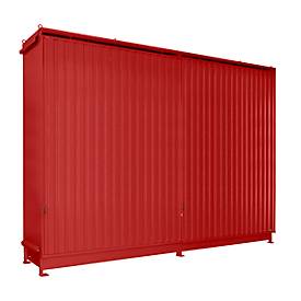 Regalcontainer BAUER CEN 65-3 IBC, Stahl, Schiebetor, B 7200 x T 1550 x H 4950 mm, rot