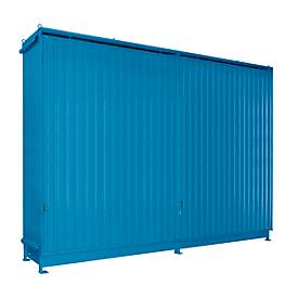 Regalcontainer BAUER CEN 65-3 IBC, Stahl, Schiebetor, B 7200 x T 1600 x H 4965 mm, blau