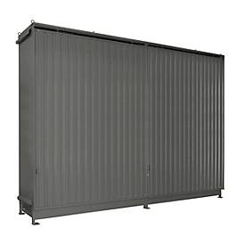 Regalcontainer BAUER CEN 65-3 IBC, Stahl, Schiebetor, B 7200 x T 1600 x H 4965 mm, grau