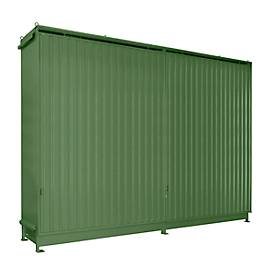 Regalcontainer BAUER CEN 65-3 IBC, Stahl, Schiebetor, B 7200 x T 1600 x H 4965 mm, grün