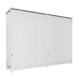 Regalcontainer BAUER CEN 65-3 IBC, Stahl, Schiebetor, B 7200 x T 1600 x H 4965 mm, weiß