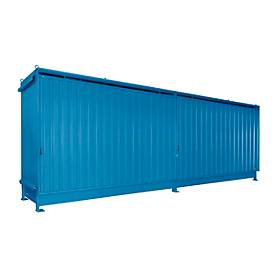 Regalcontainer BAUER CEN 75-2, Stahl, Schiebetor, B 7615 x T 1550 x H 3145 mm, blau
