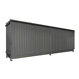 Regalcontainer BAUER CEN 75-2, Stahl, Schiebetor, B 7615 x T 1550 x H 3145 mm, grau