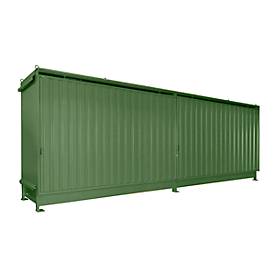 Regalcontainer BAUER CEN 75-2, Stahl, Schiebetor, B 7615 x T 1550 x H 3145 mm, grün