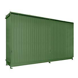 Regalcontainer BAUER CEN 75-3, Stahl, Schiebetor, B 7800 x T 1550 x H 4545 mm, grün