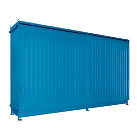 Regalcontainer BAUER CEN 75-3, Stahl, Schiebetor, B 7800 x T 1550 x H 4550 mm, blau