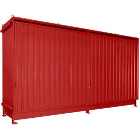 Regalcontainer Bauer Typ CEN 59-2 IBC, 2 Fachebenen, Schiebetor, 2000 l, B 6245 x T 1550 x H 3465 mm, feuerrot RAL 3000