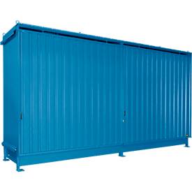 Regalcontainer Bauer Typ CEN 59-2 IBC, 2 Fachebenen, Schiebetor, 2000 l, B 6245 x T 1550 x H 3465 mm, lichtblau RAL 5012