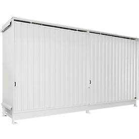 Regalcontainer Bauer Typ CEN 59-2 IBC, 2 Fachebenen, Schiebetor, 2000 l, B 6255 x T 1550 x H 3450 mm, grauweiß RAL 9002