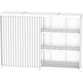 Regalcontainer Bauer Typ CEN 59-3 IBC, 3 Fachebenen, Schiebetor, 2000 l, B 6345 x T 1550 x H 4965 mm, gelborange RAL 2000