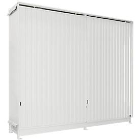 Regalcontainer Bauer Typ CEN 59-3 IBC, 3 Fachebenen, Schiebetor, 2000 l, B 6345 x T 1550 x H 4965 mm, grauweiß RAL 9002