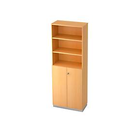 Regalschrank 6 OH, 3 OH geschlossen, B 800 x T 420 mm, Buche-Dekor
