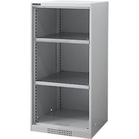 Regalschrank FS, Stahlblech, mit Belüftungslöchern, B 545 x T 520 x H 1105 mm, 3 OH, Weißaluminium, bis 150 kg