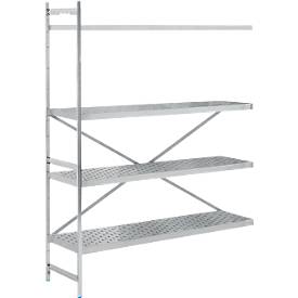 Regalsystem, Anbauregal, Edelstahl, gelochter Boden, H 2000 x B 1475 x T 500 mm