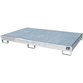 Bauer Regalwanne RW-GR 2200-1 PE, feuerverzinkt - 240L Auffangvolumen - 3mm Stahlblech - mit PE-Einsatz