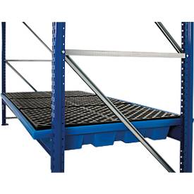 Regalwanne, Polyethylen, einhängbar, unterfahrbar, m. PE-Gitterrost, B 2680 x T 1300 x H 215 mm