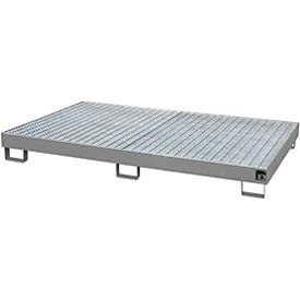 Regalwanne Typ RW/GR 2200-1, mit Gitterrost, grau RAL7005