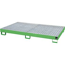 Regalwanne Typ RW/GR 2200-1, mit Gitterrost, grün RAL6011