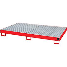 Regalwanne Typ RW/GR 2200-1, mit Gitterrost, rot RAL3000