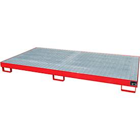 Regalwanne Typ RW/GR 2700-1, mit Gitterrost, rot RAL3000